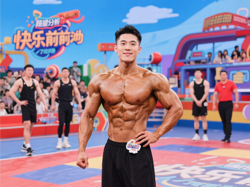 健美冠军孙良轩挑战快乐向前冲，网友热议不断